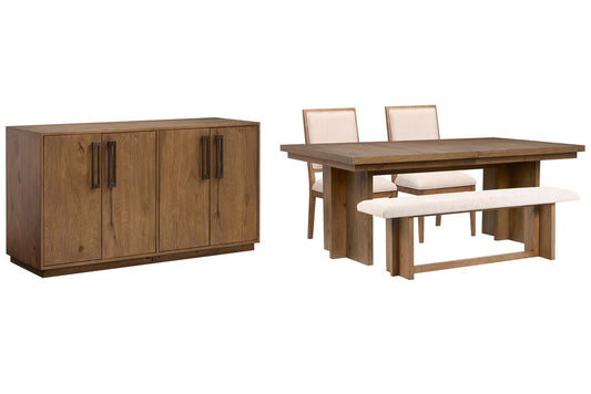 Magnussen - Marcel Harvest Brown Extendable Trestle Dining Table With 2 Side Chairs Bench And Buffet - D6378-21-KIT8 view 1