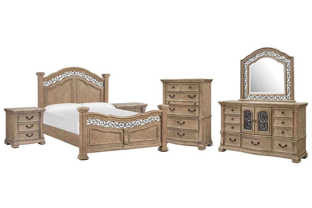 Magnussen - Marisol Fawn California King Panel Bed 2 Nightstands Drawer Dresser With Landscape Mirror And Drawer Chest - B5132-74-KIT5 view 1