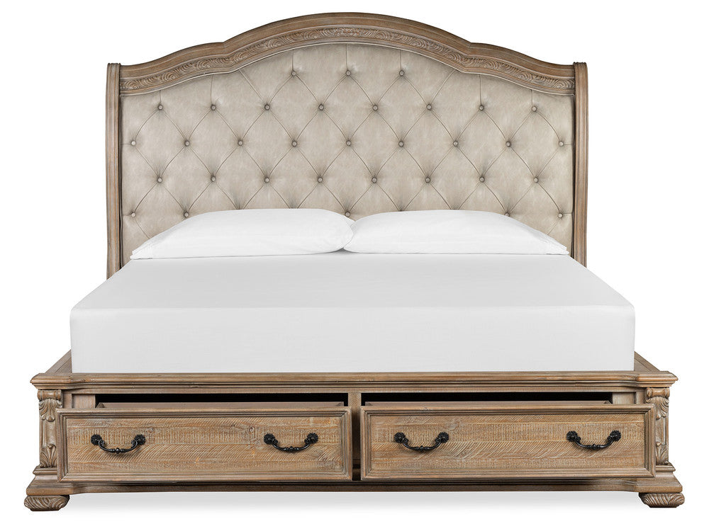 Magnussen - Marisol Fawn California King Upholstered Sleigh Storage Bed With Nightstand - B5132-72A-KIT1 view 5