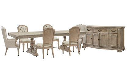 Magnussen - Marisol Fawn Extendable Trestle Dining Table With 4 Upholstered Side Chairs 2 Host Chairs And Buffet - D5132-21-KIT22 view 1