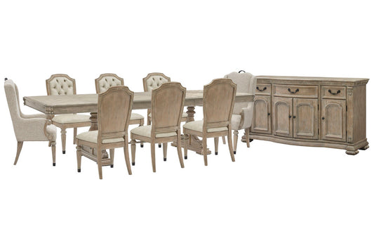 Magnussen - Marisol Fawn Extendable Trestle Dining Table With 6 Upholstered Side Chairs 2 Host Chairs And Buffet - D5132-21-KIT24 view 1
