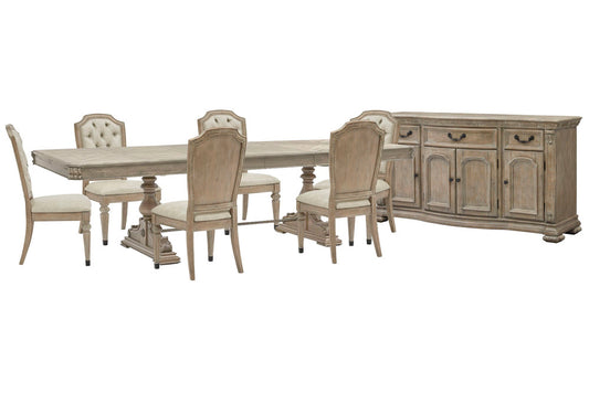 Magnussen - Marisol Fawn Extendable Trestle Dining Table With 6 Upholstered Side Chairs And Buffet - D5132-21-KIT10 view 1