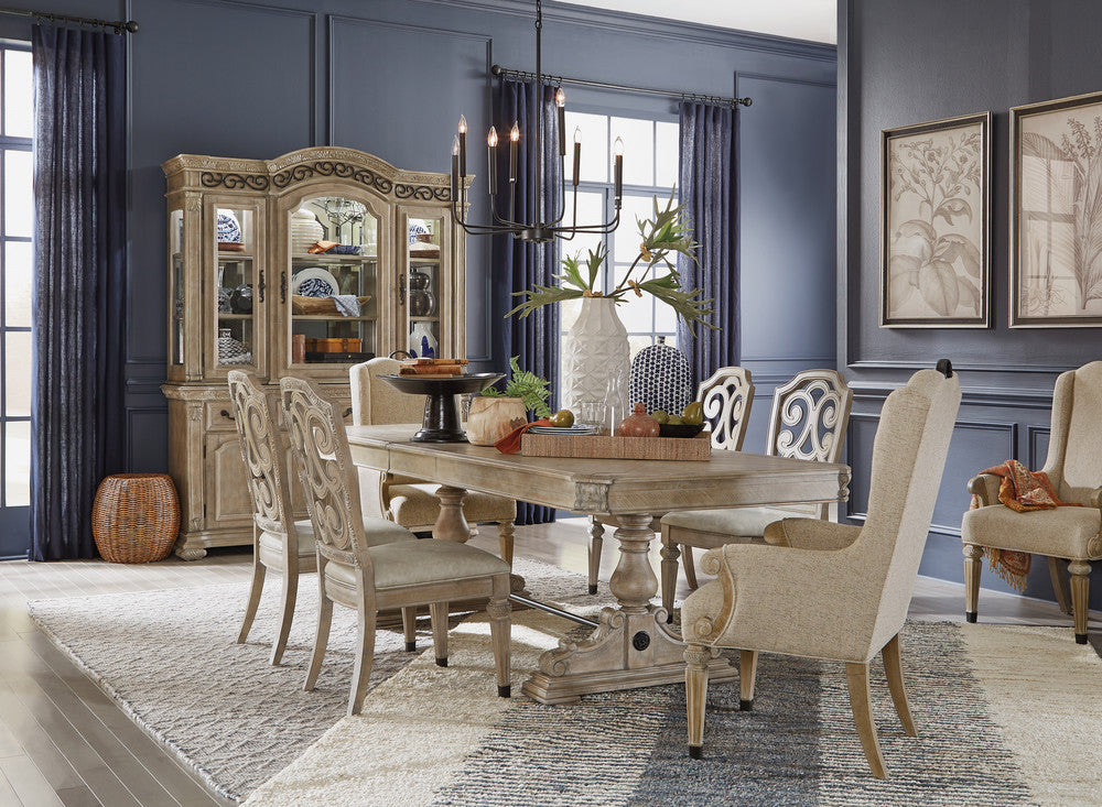 Magnussen - Marisol Fawn Extendable Trestle Dining Table With 6 Upholstered Side Chairs - D5132-21-KIT9 view 10