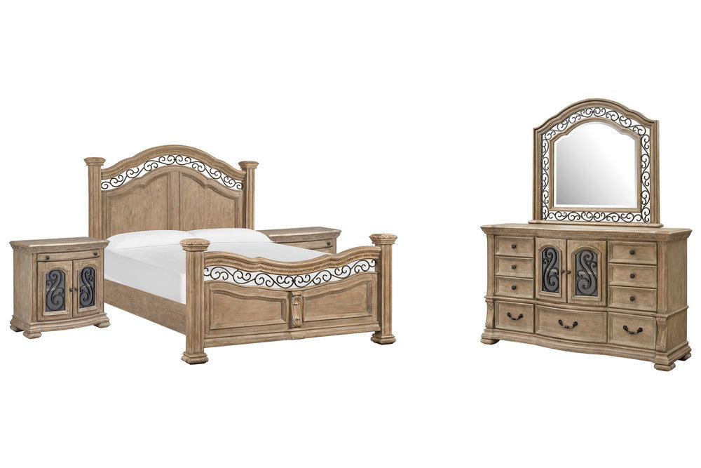 Magnussen - Marisol Fawn King Panel Bed 2 Bachelor Chests And Drawer Dresser With Landscape Mirror - B5132-64-KIT8 view 1