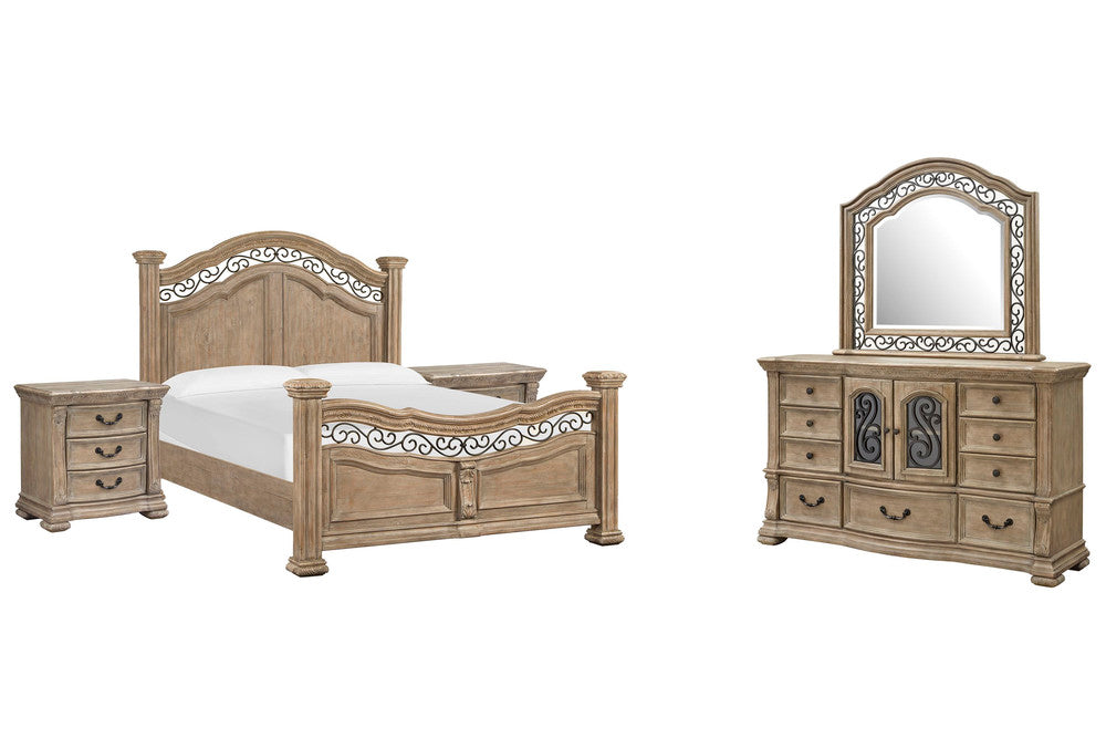 Magnussen - Marisol Fawn King Panel Bed 2 Nightstands And Drawer Dresser With Landscape Mirror - B5132-64-KIT4 view 1