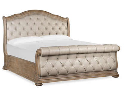 Magnussen - Marisol Fawn King Upholstered Sleigh Bed 2 Nightstands And Drawer Dresser With Landscape Mirror - B5132-62-KIT4 view 2