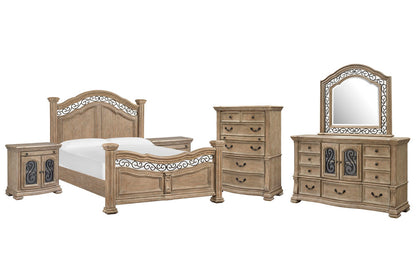 Magnussen - Marisol Fawn Queen Panel Bed 2 Bachelor Chests Drawer Dresser With Landscape Mirror And Drawer Chest - B5132-54-KIT9 view 1