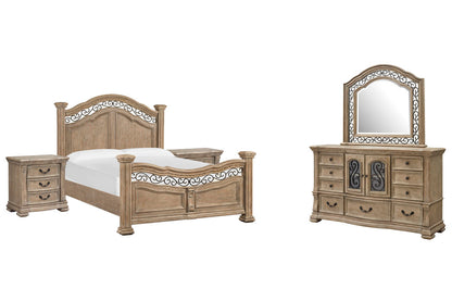 Magnussen - Marisol Fawn Queen Panel Bed 2 Nightstands And Drawer Dresser With Landscape Mirror - B5132-54-KIT4 view 1