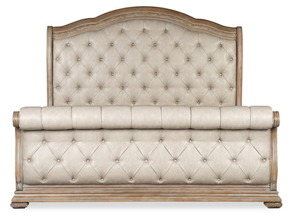 Magnussen - Marisol Fawn Queen Upholstered Sleigh Bed 2 Bachelor Chests And Drawer Dresser With Landscape Mirror - B5132-52-KIT8 view 3