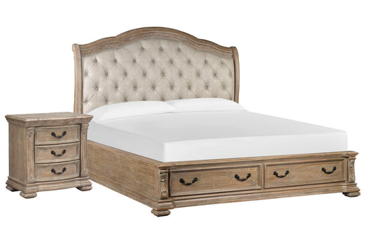 Magnussen - Marisol Fawn Queen Upholstered Sleigh Storage Bed With Nightstand - B5132-52A-KIT1 view 1