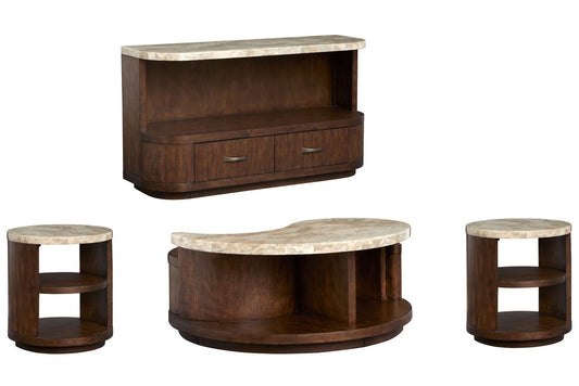 Magnussen - Mcpherson Burnt Umber Round Cocktail Table With 2 End Table And Demilune Sofa Table - T6351-45KIT3 view 1