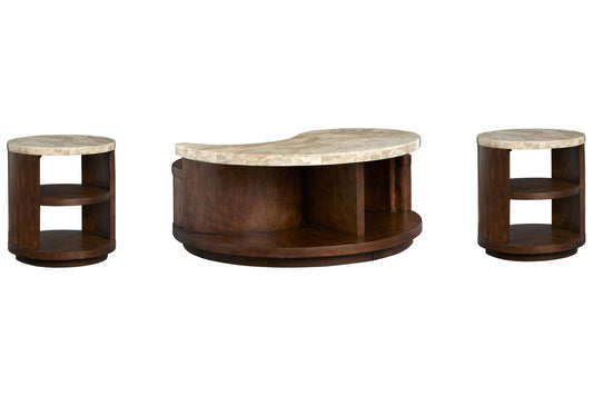 Magnussen - Mcpherson Burnt Umber Round Cocktail Table With 2 End Table - T6351-45KIT2 view 1