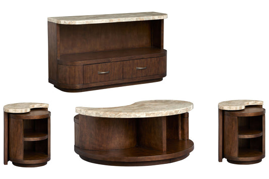 Magnussen - Mcpherson Burnt Umber Round Cocktail Table With 2 Nesting End Table And Demilune Sofa Table - T6351-45KIT6 view 1