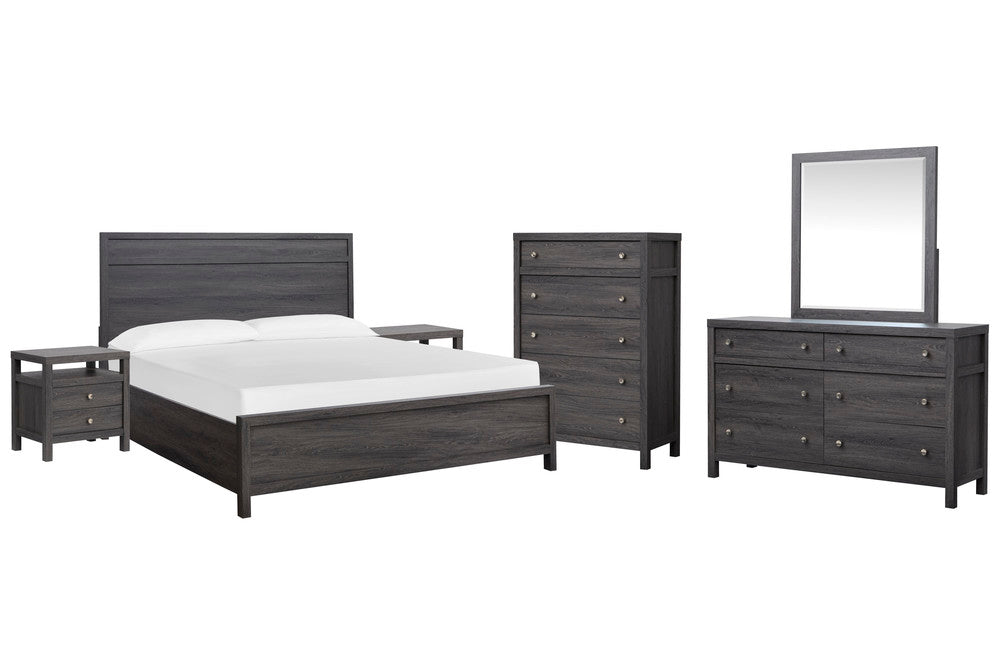 Magnussen - Merrifield Raisin Black King Panel Bed 2 Nightstands Drawer Dresser With Landscape Mirror And Drawer Chest - B6308-64-KIT5 view 1