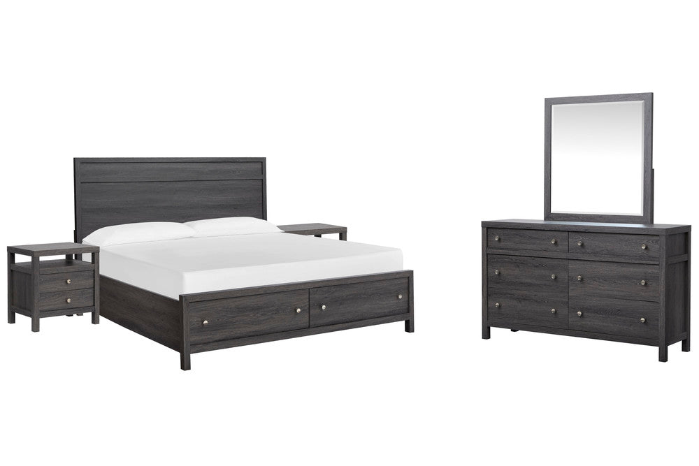 Magnussen - Merrifield Raisin Black King Panel Storage Bed 2 Nightstands And Drawer Dresser With Landscape Mirror - B6308-64A-KIT4 view 1