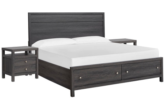 Magnussen - Merrifield Raisin Black King Panel Storage Bed With 2 Nightstands - B6308-64A-KIT2 view 1