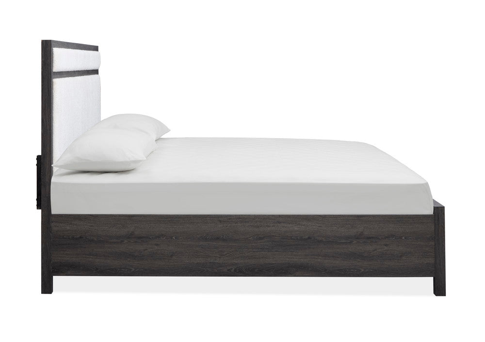 Magnussen - Merrifield Raisin Black King Upholstered Panel Bed 2 Nightstands And Drawer Dresser With Landscape Mirror - B6308-65-KIT4 view 4