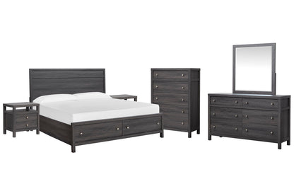Magnussen - Merrifield Raisin Black Queen Panel Storage Bed 2 Nightstands Drawer Dresser With Landscape Mirror And Drawer Chest - B6308-54A-KIT5 view 1