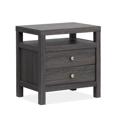 Magnussen - Merrifield Raisin Black Queen Upholstered Panel Bed 2 Nightstands And Drawer Dresser With Landscape Mirror - B6308-55-KIT4 view 5