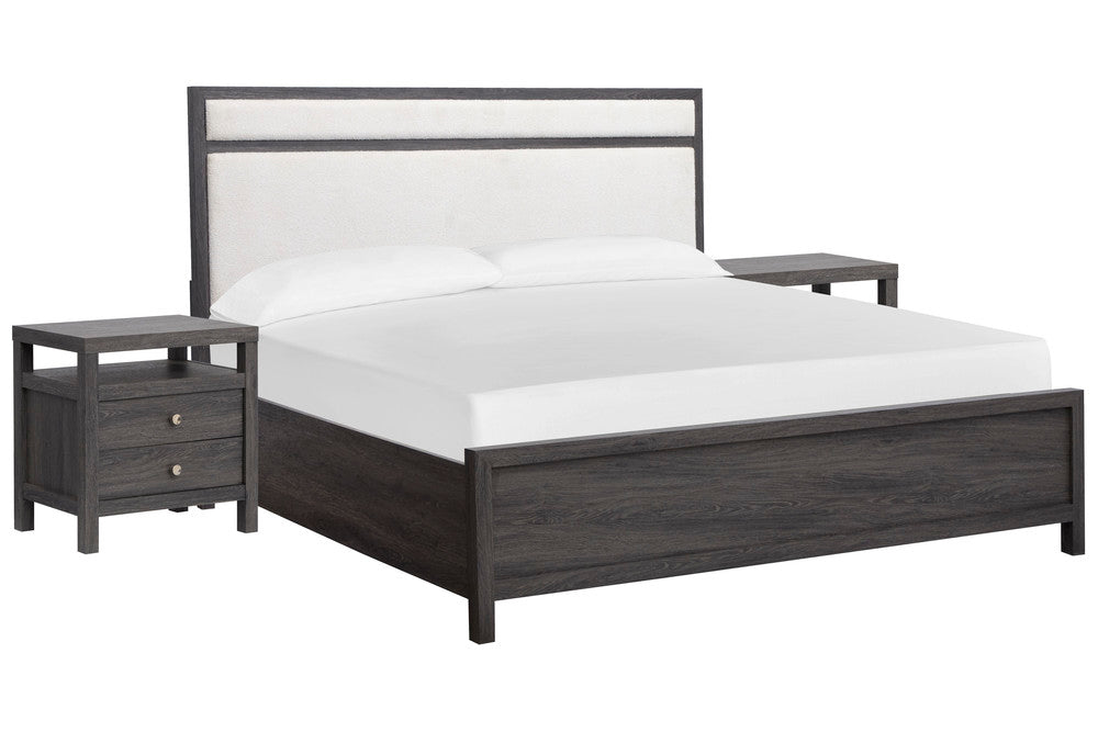 Magnussen - Merrifield Raisin Black Queen Upholstered Panel Bed With 2 Nightstands - B6308-55-KIT2 view 1