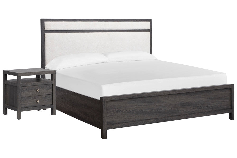 Magnussen - Merrifield Raisin Black Queen Upholstered Panel Bed With Nightstand - B6308-55-KIT1 view 1