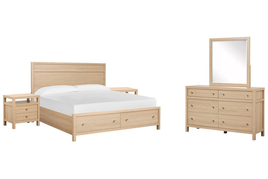 Magnussen - Merrifield Sandstone Beige King Panel Storage Bed 2 Nightstands And Drawer Dresser With Portrait Mirror - B5906-64A-KIT4 view 1