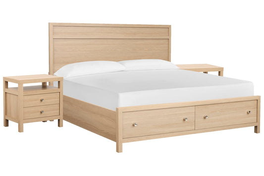 Magnussen - Merrifield Sandstone Beige King Panel Storage Bed With 2 Nightstands - B5906-64A-KIT2 view 1