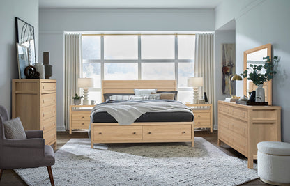 Magnussen - Merrifield Sandstone Beige Queen Panel Storage Bed 2 Nightstands And Drawer Dresser With Portrait Mirror - B5906-54A-KIT4 view 9