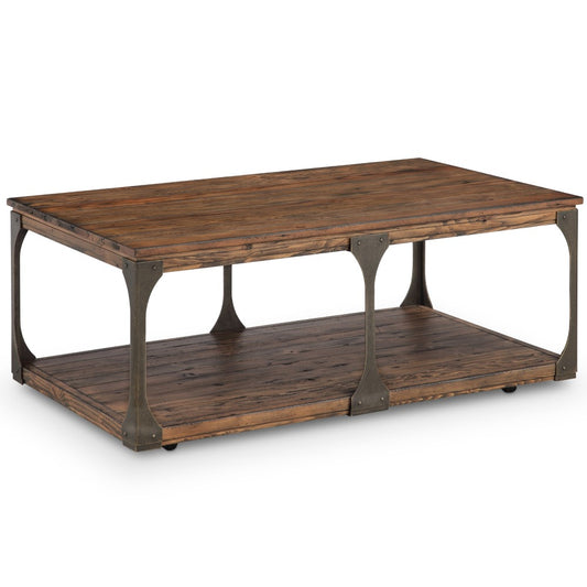 Magnussen - Montgomery Industrial Reclaimed Wood Coffee Table with Casters in Bourbon finish - T4112-43 veiw 1