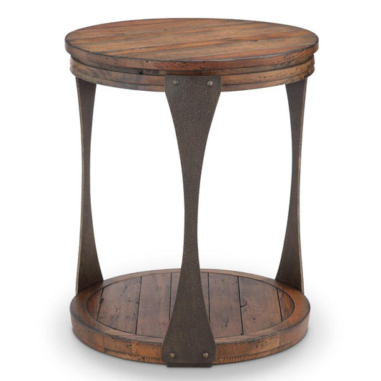 Magnussen - Montgomery Industrial Reclaimed Wood Round Accent Table in Bourbon Finish - T4112-05 veiw 1