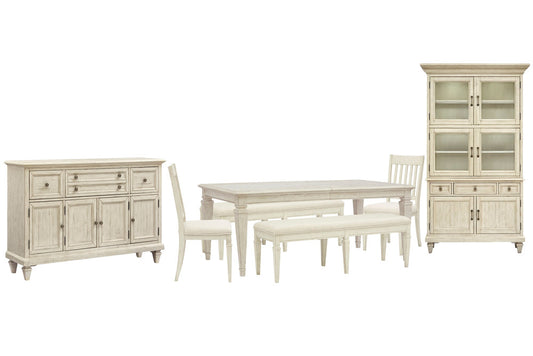Magnussen - Newport Alabaster Extendable Rectangular Dining Table With 2 Benches 2 Side Chairs Buffet And Dining Cabinet - D5430-20-KIT65 view 1