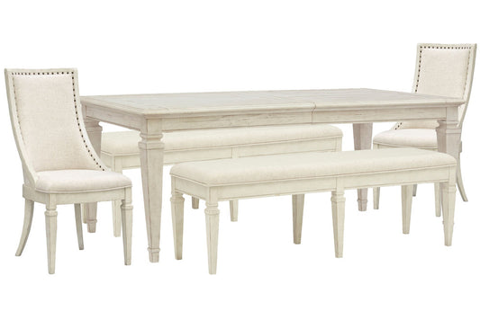 Magnussen - Newport Alabaster Extendable Rectangular Dining Table With 2 Benches And 2 Arm Chairs - D5430-20-KIT66 view 1