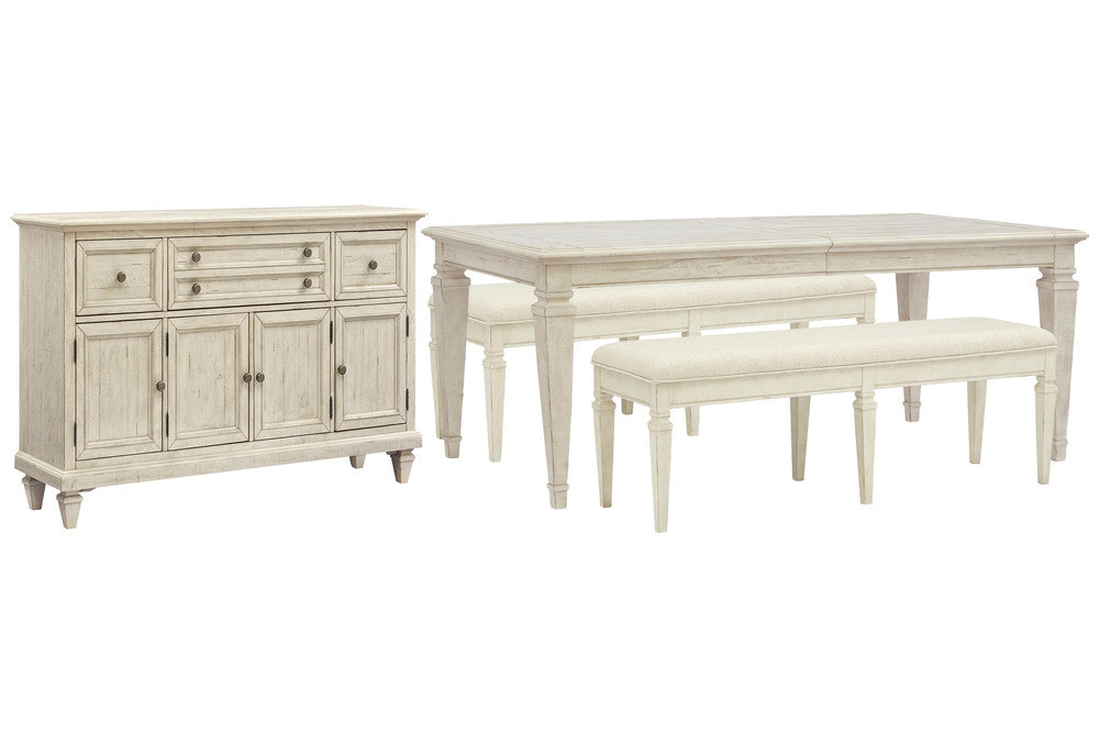 Magnussen - Newport Alabaster Extendable Rectangular Dining Table With 2 Benches And Buffet - D5430-20-KIT58 view 1
