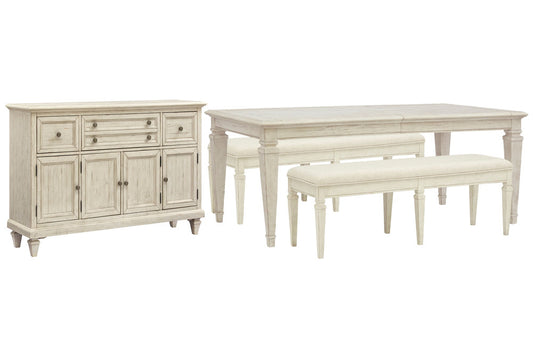Magnussen - Newport Alabaster Extendable Rectangular Dining Table With 2 Benches And Buffet - D5430-20-KIT58 view 1