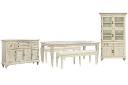 Magnussen - Newport Alabaster Extendable Rectangular Dining Table With 2 Benches And Dining Cabinet - D5430-20-KIT60 view 1