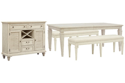 Magnussen - Newport Alabaster Extendable Rectangular Dining Table With 2 Benches And Server - D5430-20-KIT57 view 1