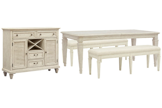 Magnussen - Newport Alabaster Extendable Rectangular Dining Table With 2 Benches And Server - D5430-20-KIT57 view 1