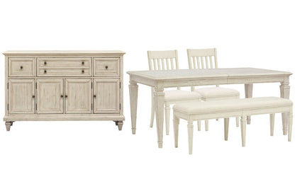 Magnussen - Newport Alabaster Extendable Rectangular Dining Table With 2 Side Chairs Bench And Buffet - D5430-20-KIT33 view 1