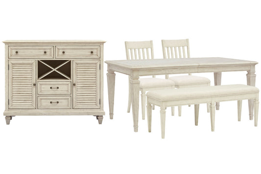 Magnussen - Newport Alabaster Extendable Rectangular Dining Table With 2 Side Chairs Bench And Server - D5430-20-KIT32 view 1