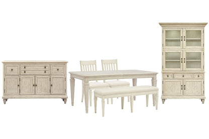 Magnussen - Newport Alabaster Extendable Rectangular Dining Table With 2 Side Chairs Bench Buffet And Dining Cabinet - D5430-20-KIT35 view 1