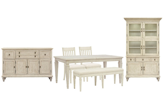 Magnussen - Newport Alabaster Extendable Rectangular Dining Table With 2 Side Chairs Bench Buffet And Dining Cabinet - D5430-20-KIT35 view 1
