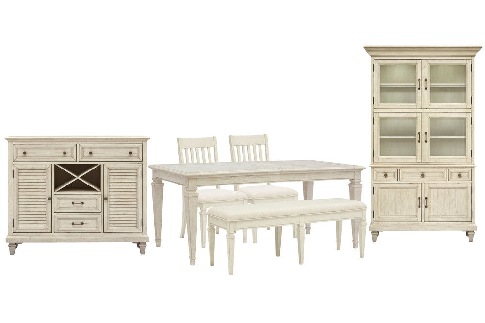 Magnussen - Newport Alabaster Extendable Rectangular Dining Table With 2 Side Chairs Bench Server And Dining Cabinet - D5430-20-KIT34 view 1
