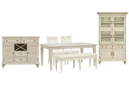 Magnussen - Newport Alabaster Extendable Rectangular Dining Table With 2 Side Chairs Bench Server And Dining Cabinet - D5430-20-KIT34 view 1