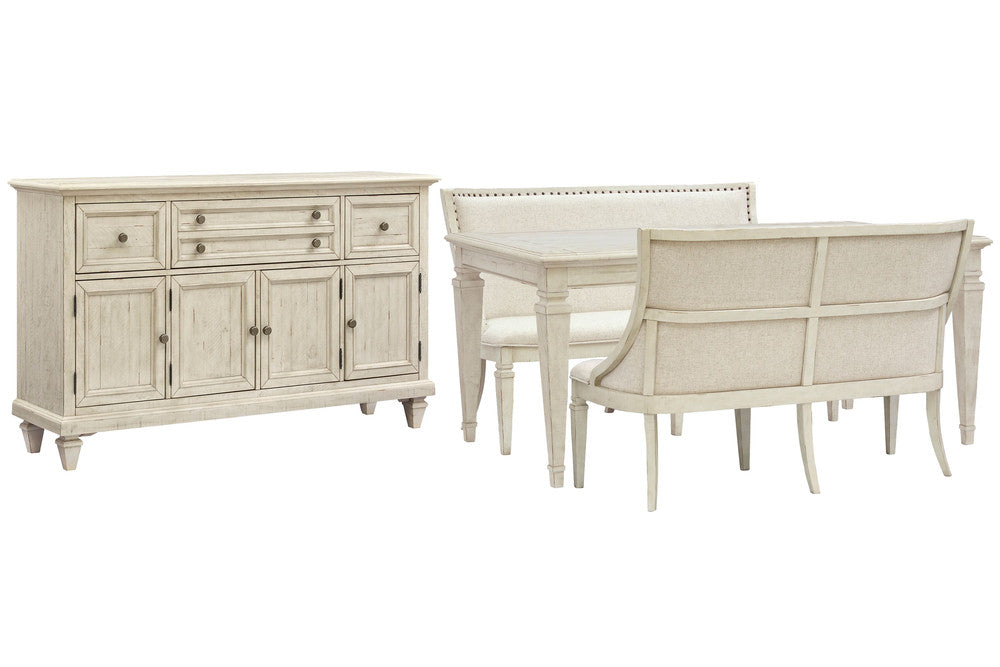 Magnussen - Newport Alabaster Extendable Rectangular Dining Table With 2 Upholstered Benches And Buffet - D5430-20-KIT73 view 1