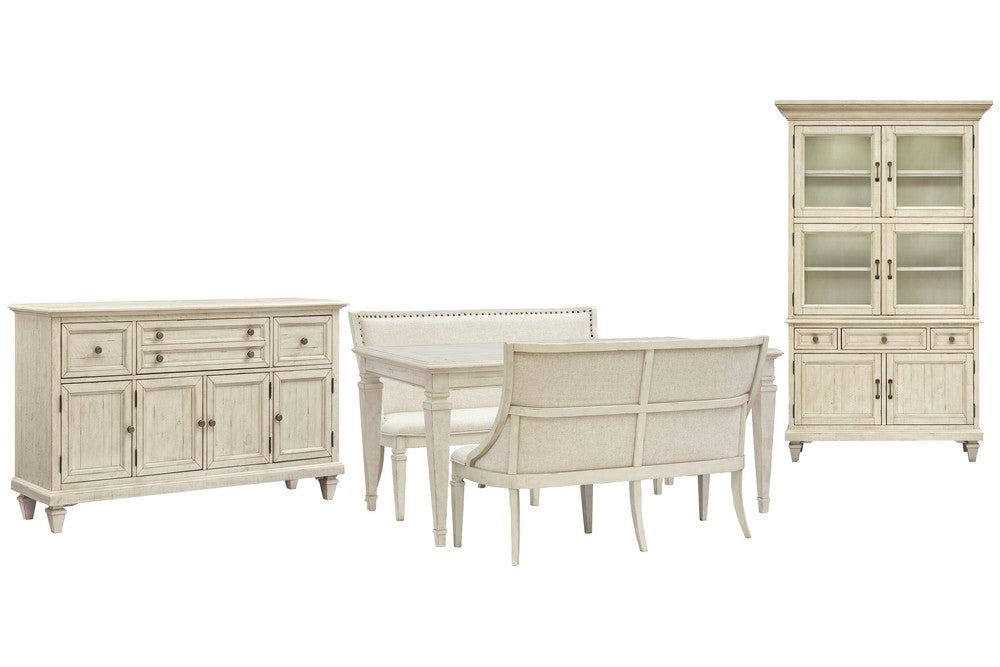 Magnussen - Newport Alabaster Extendable Rectangular Dining Table With 2 Upholstered Benches Buffet And Dining Cabinet - D5430-20-KIT75 view 1