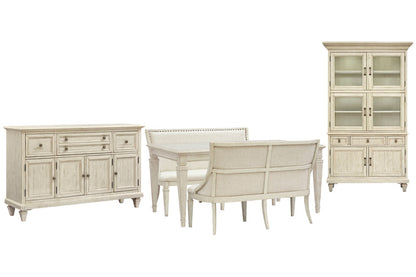 Magnussen - Newport Alabaster Extendable Rectangular Dining Table With 2 Upholstered Benches Buffet And Dining Cabinet - D5430-20-KIT75 view 1