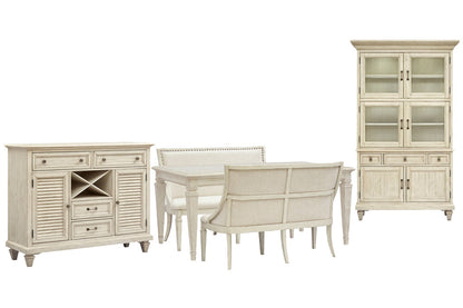 Magnussen - Newport Alabaster Extendable Rectangular Dining Table With 2 Upholstered Benches Server And Dining Cabinet - D5430-20-KIT74 view 1