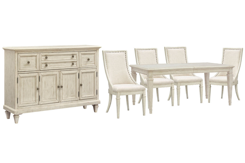 Magnussen - Newport Alabaster Extendable Rectangular Dining Table With 4 Arm Chairs And Buffet - D5430-20-KIT13 view 1