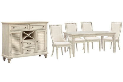 Magnussen - Newport Alabaster Extendable Rectangular Dining Table With 4 Arm Chairs And Server - D5430-20-KIT12 view 1