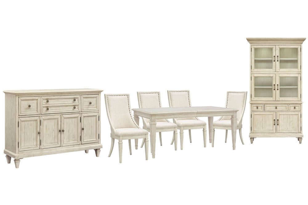 Magnussen - Newport Alabaster Extendable Rectangular Dining Table With 4 Arm Chairs Buffet And Dining Cabinet - D5430-20-KIT15 view 1